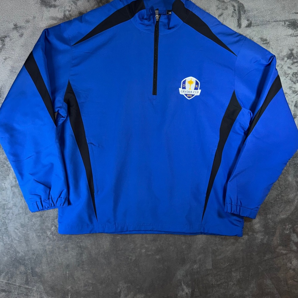 Mens Large Ping Quarter Zip Windbreaker Blue MISPRINT 2012 Ryder Cup Golf Jacket